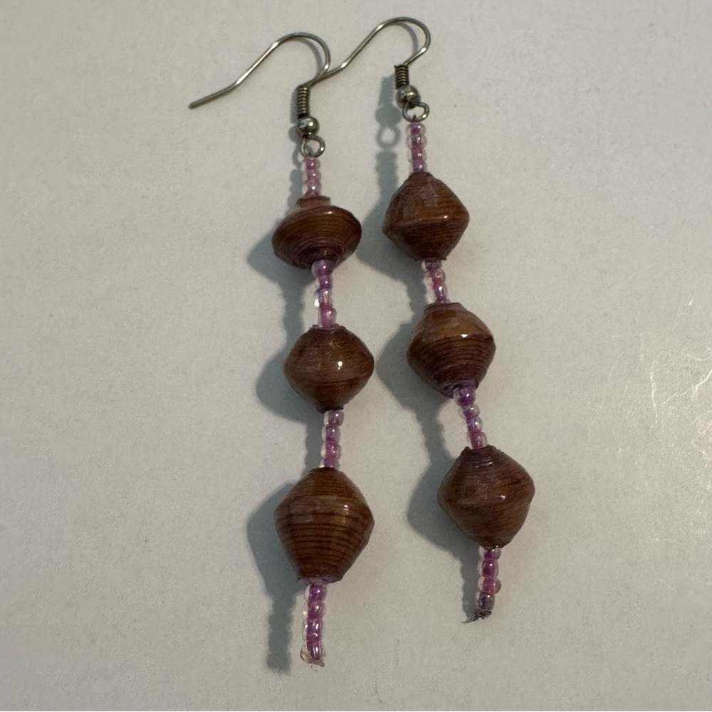 NWOT Ugandan Handmade Paper Bead Earrings